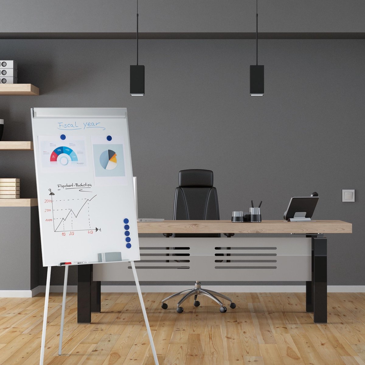 flipover whiteboard - magnetisch - 90 x 60 cm - verstelbaar - schrijfbord - op 3 poten thumbnail 3