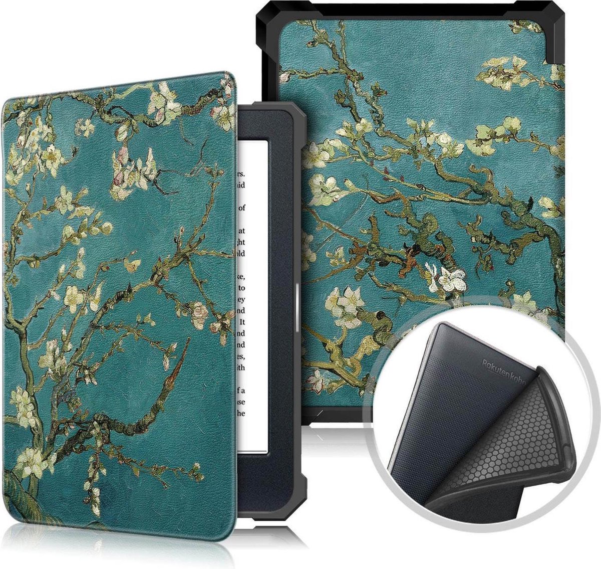 Achaté Kobo Nia Cover - Met Magnetische Sluiting en Auto Sleep Functie - Origami - Amandelbloesem va