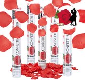 Relaxdays 5x confetti kanon - party popper 40 cm - rozenblaadjes rood - bruiloft