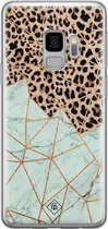 Samsung S9 hoesje siliconen - Luipaard marmer mint | Samsung Galaxy S9 case | Bruin | TPU backcover transparant
