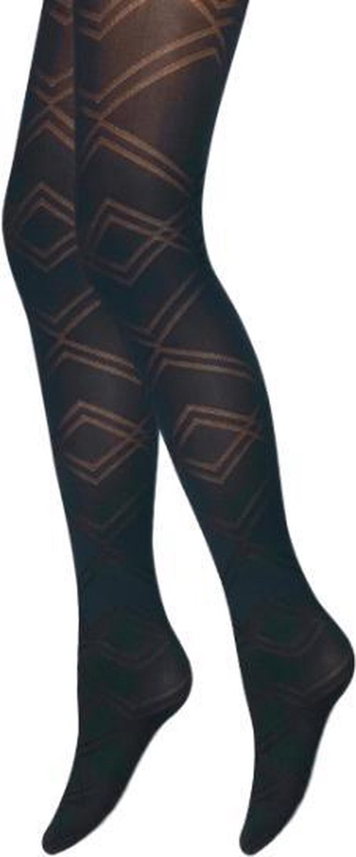 Panty - ZigZag Ruit - Zwart - Maat S (38-40)