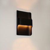 Wandlamp Dallas Zwart - hoogte 24cm - LED 2x8W 2700K 2x720lm - IP54 - Dimbaar > wandlamp binnen zwart | wandlamp buiten zwart | wandlamp zwart | buitenlamp zwart | muurlamp zwart | led lamp zwart | sfeer lamp zwart | design lamp zwart