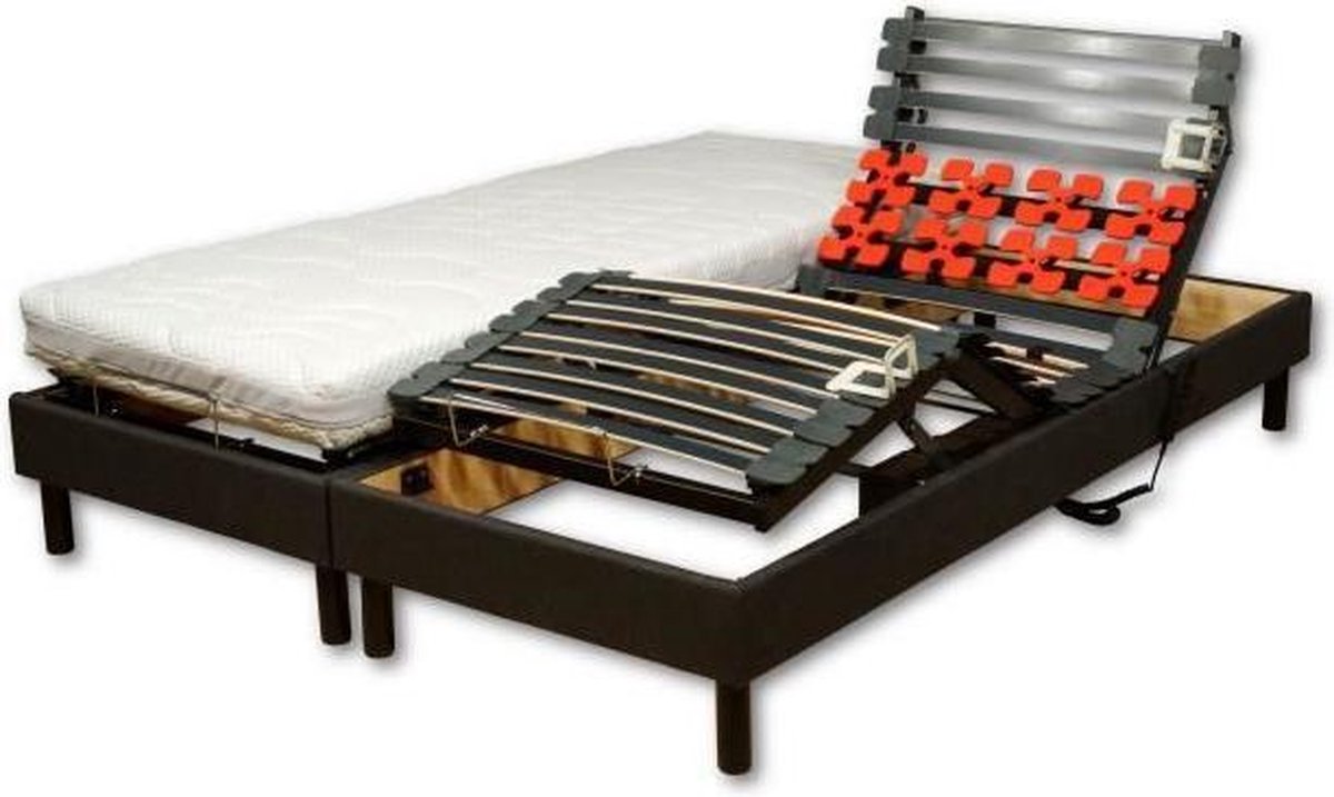 WEBED Set matras + bedbodem ontspanning 160 x 200 - Schuim - 21 cm - Middelhard en evenwichtig - Zwart en grijs antraciet - GIGON