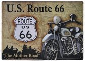 Wandbord – US Route 66 – Indian - Motor - Vintage - Retro -  Wanddecoratie – Reclame bord – Restaurant – Kroeg - Bar – Cafe - Horeca – Metal Sign - 30x40cm