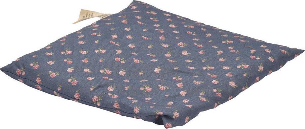 Goedkoopste Kersenpitje Classico 24 x 25 cm | Donker Blauw met Bloemen, Warmte Kussen - Opwarmbaar - Koud Warm Kompres