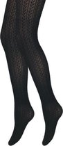 Collants - Rib tricot - rayé - Zwart - Taille L (42- 44)