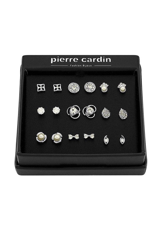 Pierre Cardin - 9 paires de boucles d'oreilles - Rhodium | bol