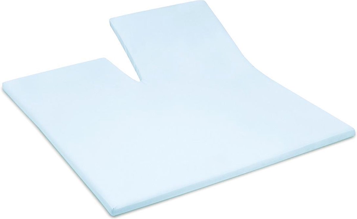 Damai Organic - Topper hoeslaken met split tot 15 cm matrashoogte - Bio satijn - 160x210 cm - Hemelsblauw