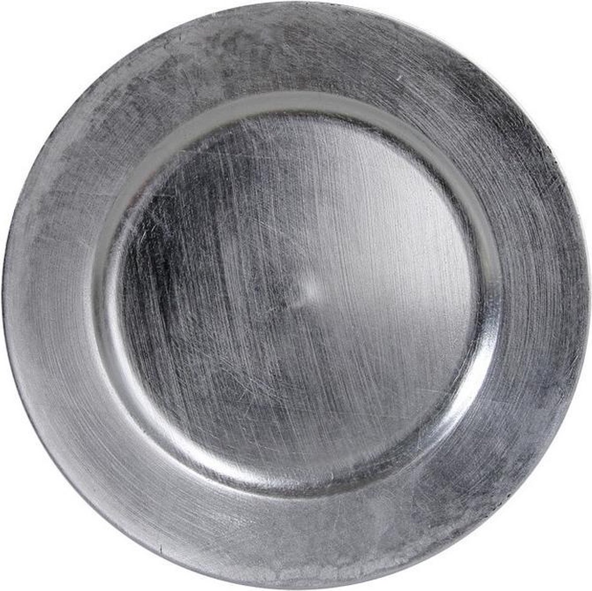 Othmar Decorations Kaarsenbord - zilver glimmend - D33 cm - kunststof - kaarsen onderborden