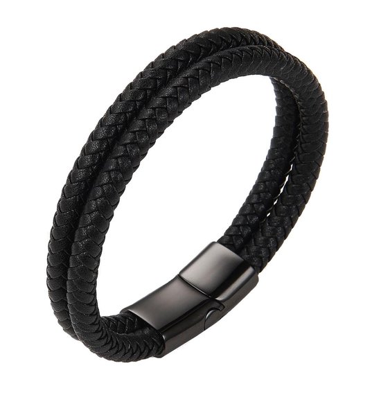Leren armband 24cm extra groot heren zwart Galeara Atos | bol.com