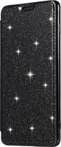 Samsung Galaxy S10 Plus Flip Case - Zwart - Glitter - Hoogwaardig PU leer - Soft TPU - Folio