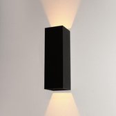 Wandlamp Vegas 250 Zwart - 8x8x25cm - LED 2x4W 2700K 2x360lm - IP65 - Dimbaar > wandlamp binnen zwart | wandlamp buiten zwart | wandlamp zwart | buitenlamp zwart | muurlamp zwart |