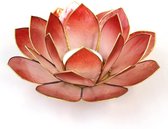 Waxinehouder lotus capiz-schelp koper 15cm donker rood - Filippijnen