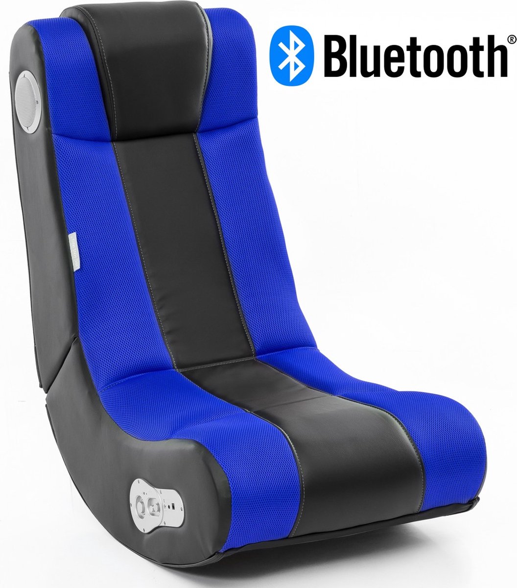 24Designs Max - Racestoel Gamestoel - Bluetooth & Speakers - Zwart / Blauw