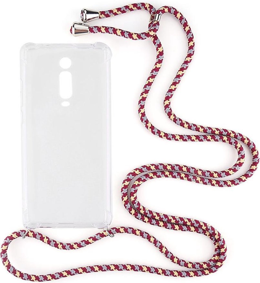 Shop4 - Xiaomi Mi 9T Hoesje - Zachte Back Case met Koord Multi Rood