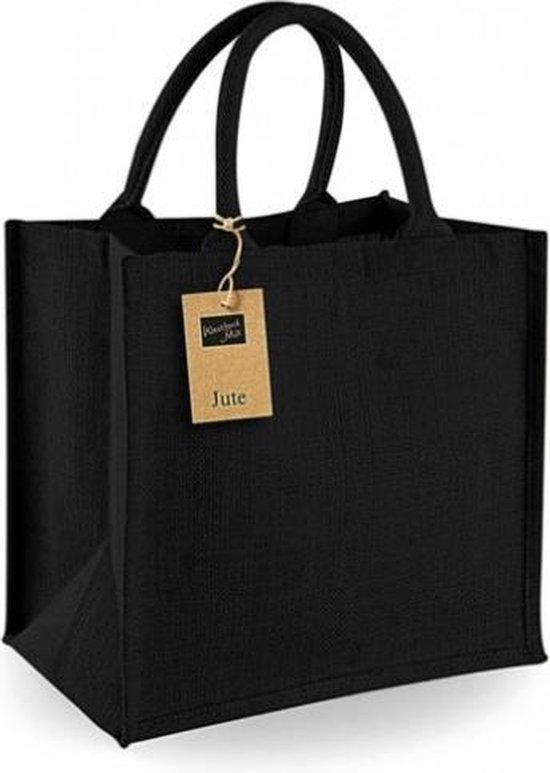 Beer Illustreren Tegen de wil Set van 2x stuks jute boodschappentassen/shoppers 30 x 30 x 19 cm - Zwarte  goodiebags... | bol.com