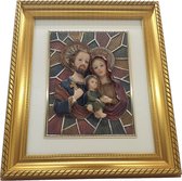 Schilderij 3d decoratie woonkamer en andere kamers – 3D schilderijen gemaakt van polyresin materiaal Maria, Jozef en Jezus 25 x 30 x 4 cm