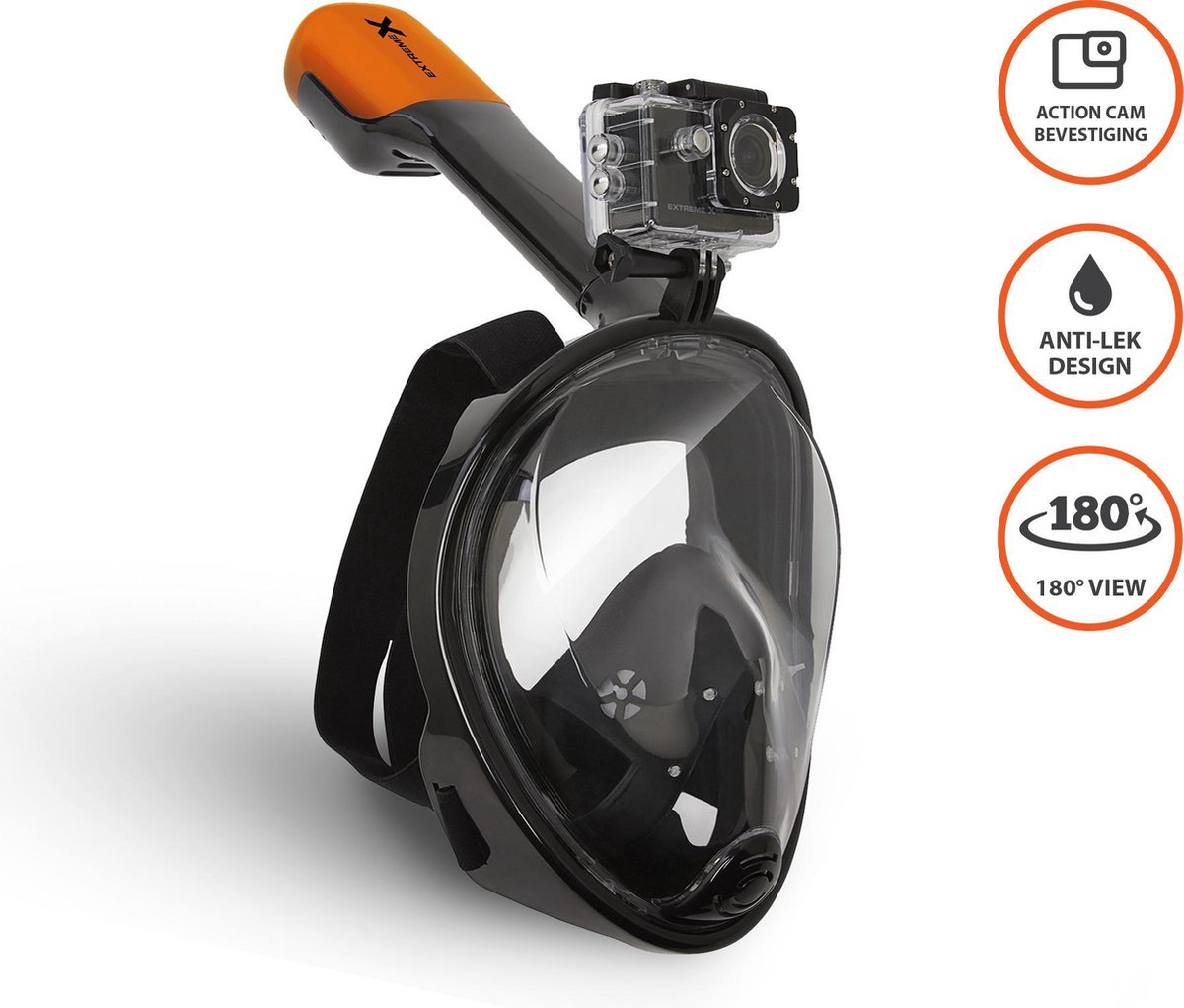 VIZU ExtremeX Snorkelmasker incl. action camera bevestiging- Maat S/M |  bol.com