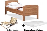 Complete set ledikant Senioren / seniorenbed 90x200cm eiken - Koudschuim Matras