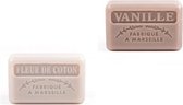 Soap bar set - zeep savon de marseille Fleur de Coton + Vanille 2x125 gr.