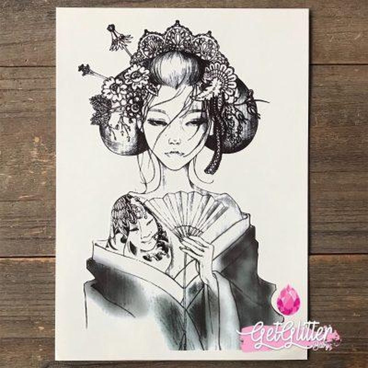 GetGlitterBaby® - Tijdelijke Tattoos / Tijdelijke Henna Festival Plak Tattoes / Nep Tatoeage voor Volwassenen / Fake Temporary Tattoo Sticker - Geisha