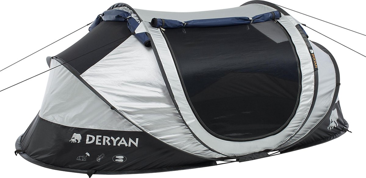 Torrent magnifiek winter Deryan Luxe Cocoon Pop Up Tent - Anti-UV 50+ 2 Seconds - Zilver/ Zwart - 2  Persoons | bol.com
