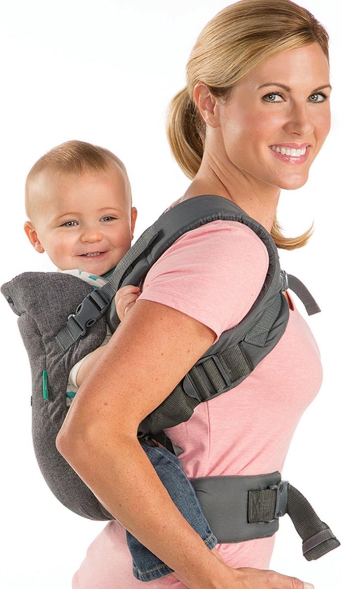 Infantino - Knuffeldraagzak - Ergonomisch - Thema beren - Kinderwagen - Voor- en Achterwaarts Dragen - Afneembare Kap met Figuurtje - Eenvoudig te Reinigen - Verstelbaar - 5,4-18,1 kg - Grijs