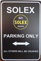 Solex Parking Only Reclamebord van metaal METALEN-WANDBORD - MUURPLAAT - VINTAGE - RETRO - HORECA- BORD-WANDDECORATIE -TEKSTBORD - DECORATIEBORD - RECLAMEPLAAT - WANDPLAAT - NOSTAL