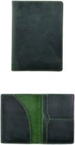 CoshX® lederen paspoorthoes donker groen met vakjes voor pasjes etc. - leren paspoort hoes.