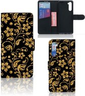 Telefoonhoesje OnePlus Nord Bookcase Cadeau voor Oma Gouden Bloemen