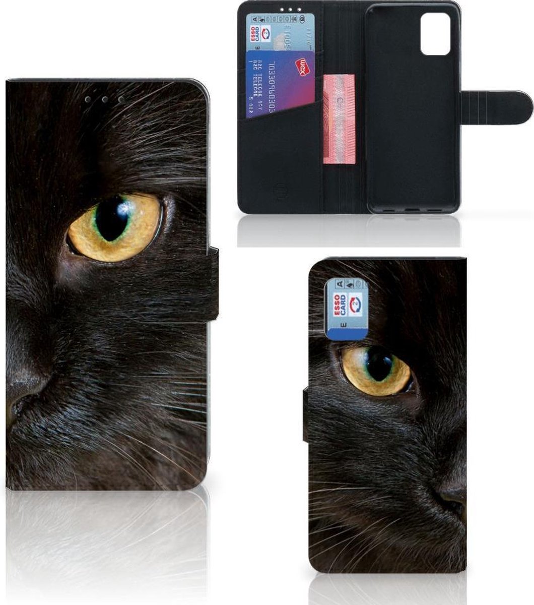 Samsung Galaxy A31 Telefoonhoesje met Pasjes Zwarte Kat