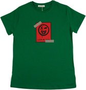 La Pèra Groen effen T-Shirt met Smiley 100% Katoen Dames - Maat L