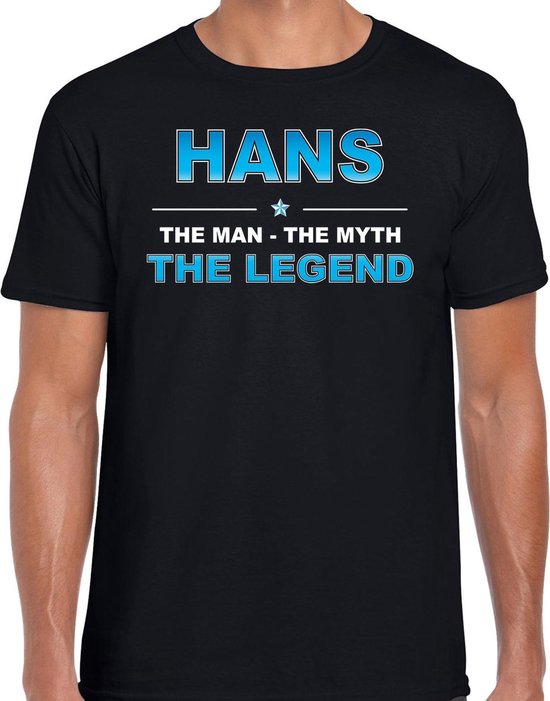 Naam cadeau Hans - The man, The myth the legend t-shirt zwart heren - Cadeau... | bol.com