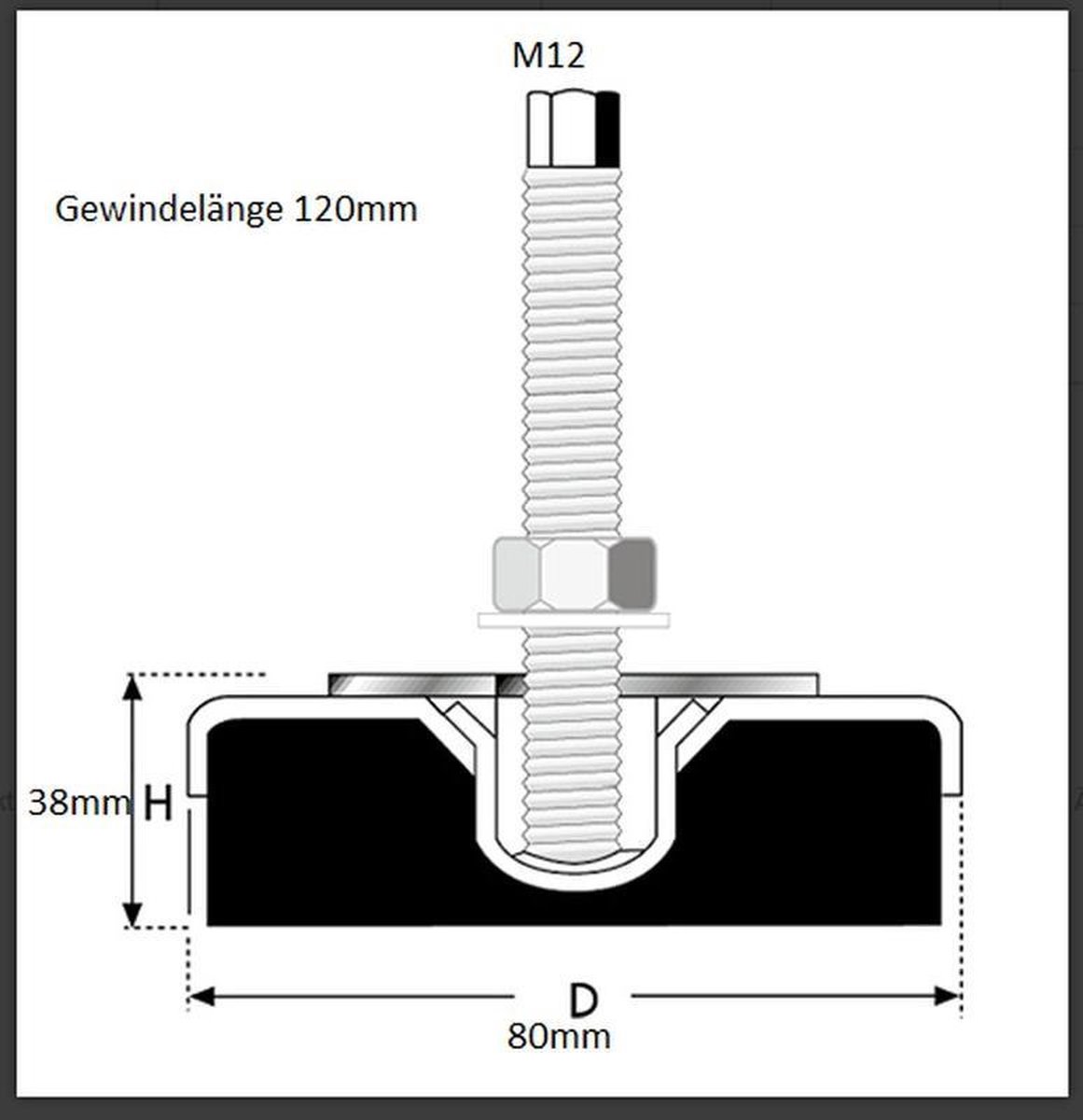 Machinevoet schroefdraad M12x120 mm, verstelbare voet trillingsdemper,  steunvoet,... | bol.com