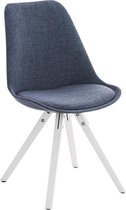 Clp Pegleg Bezoekersstoel - Stof - Vierkant - Blauw - Houten onderstel - Kleur wit - Vierkant frame