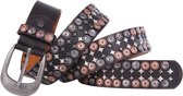 Riem met Studs - Echt Leer / Leder - 105x3,5 cm - Bruin - Dielay