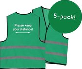 Gardez la distance gilets de sécurité - gardez la distance gilets anglais - gilets verts - pack de 5