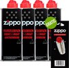 4 x Zippo Aansteker Benzine / Vloeistof +  Gratis Vuursteentjes