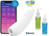 Satisfyer Curvy 1+Met app en Bluetooth – Luchtdruk vibrator met Vibratie – Wit incl Pleasure Glide glijmiddel & Toy cleaner