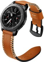 Smartwatch bandje - Geschikt voor Samsung Galaxy Watch 46mm, Samsung Galaxy Watch 3 45mm, Gear S3, Huawei Watch GT 2 46mm, Garmin Vivoactive 4, 22mm horlogebandje - PU leer - Fungus - Stiksel