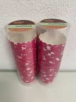 La Cucina: cakevormpjes met patroon (roze/sterren) - set van 2 keer 25 stuks (geschikt in oven)