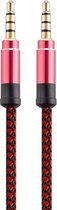 Jack kabel | 3.5 mm| Nylon mantel | Geweven | 3 meter | Rood