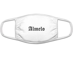 Almelo mondkapje | gezichtsmasker | bescherming | bedrukt | logo | Wit mondmasker van katoen, uitwasbaar & herbruikbaar. Geschikt voor OV
