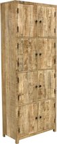 Raw Materials Vintage Mangowood Kast - 8 vakken - Mangohout - 80x40x200 cm