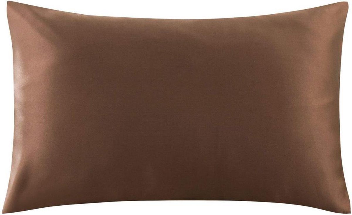 YOSMO - Zijden kussensloop - kleur bruin - 66 cm x 51 cm - 100% Zijden - Moerbei
