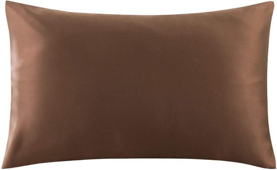 YOSMO - Zijden kussensloop - kleur bruin - 66 cm x 51 cm - 100% Zijden - Moerbei