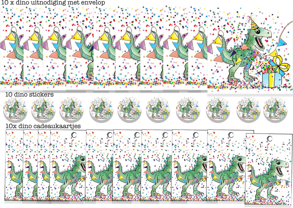 uitnodiging kinderfeestje Dinosaurus - feestpakket  - dino  - kinderfeest - dino stickers — afbeelding 3