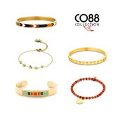 CO88 COllection 8CO Set065 Armband dames set 5 stuks - Multi Kleuren - Staal - Goudkleurig
