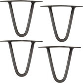 Tafelpoot - Meubelpoot - Hairpin - Set van 4 stuks - 2 Punts model - Staal - Grijs / metaal kleurig - Afmeting (L) 20 cm