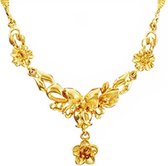 Rose Gold 14K Bloem Ketting - 40cm + 5cm